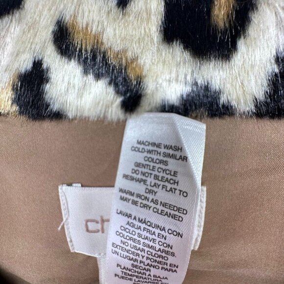 Chicos Jacket Womens Small Tan Brown Faux Fur Collar Large Buttons 3/4 Sleeves - Picture 6 of 9